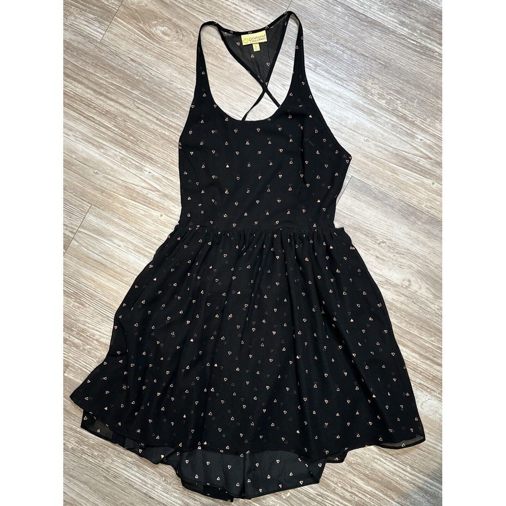 Princess Vera Wang‎ Size L Black Pink Hearts Razorback Mini Dress Open Back